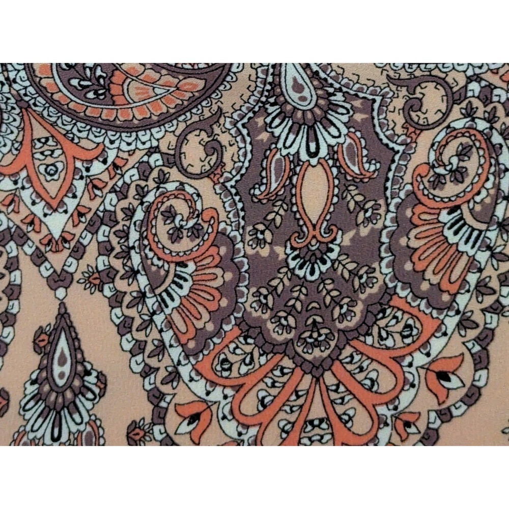 Luxology Boho Peach Paisley Off-the-Shoulder Lined Mini Dress - Size 8 - Picture 15 of 15
